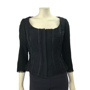 Rickie for Teri Jon Zipper Lace Ruffle Top sz 8